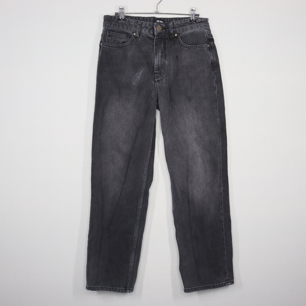 ME+EM Jeans Womens Size 27 Black Faded Straight Leg High Waist 27" Inseam *READ